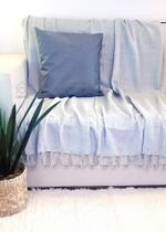 Manta Xale para sofá / cama 1,5x2,2m CINZA CLARO tear artesanal decorativa protetora - Entrefios
