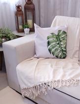 Manta Xale para sofá / cama 1,5x2,2m CRU tear artesanal decorativa protetora - Entrefios