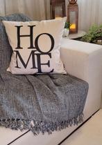 Manta Xale para sofá / cama 1,5x2,2m PRETO MESCLADO tear artesanal decorativa protetora - Entrefios