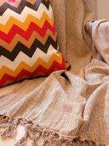 Manta Xale para sofá / cama 1,8x2,2m CARAMELO tear artesanal decorativa protetora - Entrefios