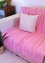 Manta Xale para sofá / cama 1,8x2,2m ROSA CHÁ tear artesanal decorativa protetora - Entrefios