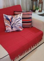 Manta Xale para sofá / cama 2,2x1,8m VERMELHO tear artesanal decorativa protetora