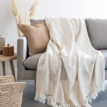 Manta Xale para sofá e cama 2,70x2,20m CRU tear artesanal protetora decorativa gigante - Entrefios