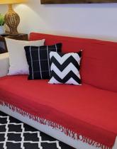 Manta Xale para sofá e cama 2,70x2,20m VERMELHO tear artesanal decorativa protetora gigante - Entrefios
