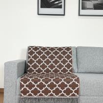 Manta Xale Para Sofá Jacquard Tecido Misto com Franja 1,40 x 1,60