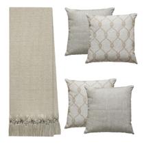 Manta Xale Rústica 1,40 X 1,80 Para Sofá E Cama Com 4 Capas de Almofadas