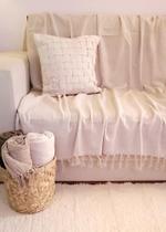 Manta Xale sofá e cama 2,70x2,20m AREIA tear artesanal decorativa protetora - Entrefios