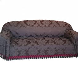 Manta Xale sofá poltrona sala gigante marrom jacquard medalhão 1,80x2,80