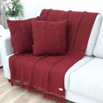 Manta Xale Tricot para Sofa 150x90cm +2 Capa de Almofada C5