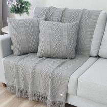 Manta Xale Tricot para Sofa 150x90cm +2 Capa de Almofada C5