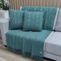 Manta Xale Tricot para Sofa 150x90cm +2 Capa de Almofada C5