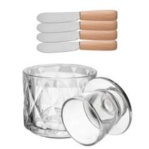 Mantegueira Francesa Vidro + 4 Espatulas Inox Bambu Luxo