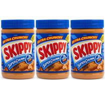 Manteiga de Amendoim Pasta de Amendoim Crocante Skippy Importada EUA kit 3 Unidades 462g