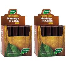 Manteiga de Cacau Roll-On Pharma 2x12un de 6ml cada Protege Hidrata Evita Ressecamento dos Lábios
