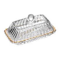 Manteigueira 15,50cm de cristal com tampa e fio de ouro Imperatriz Wolff -20852 Manteigueira 15,50cm de cristal com tampa e fio de ouro Imperatriz Wolff -20852