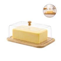 Manteigueira Bambu Com Tampa Organizador Porta Manteiga Tablete Mesa Bancada Home Bambu