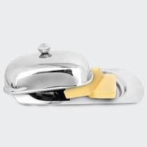 Manteigueira Com Tampa Retangular Em Aço Inox Prateada