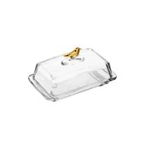Manteigueira Cristal Retangular Golden Bird 18x10x9cm- Wolff