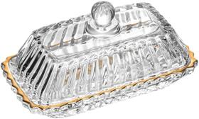 Manteigueira de Cristal Retangular com Tampa e Fio de Ouro Imperatriz 15,5cm Elegância à Mesa Manteigueira de Cristal Retangular com Tampa e Fio de Ouro Imperatriz 15,5cm Elegância à Mesa