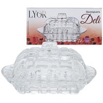 Manteigueira de Cristal Tampa Transparente Retangular 16,9cm