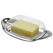 Manteigueira de inox com tampa de acrílico para manteiga de cozinha na caixa
