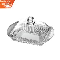 Manteigueira de Vidro Transparente com Tampa Detalhes na Base