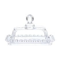 Manteigueira de Vidro Transparente Perola com Tampa 14 cm