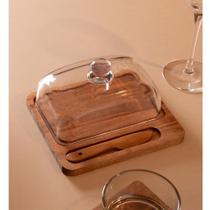 Manteigueira e Faca Wolff Lignum 18cm x 16cm x 10,2cm Acácia