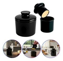 Manteigueira Francesa de Porcelana Manhattan Preta 330ml Hauskraft