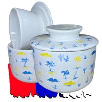 Manteigueira Francesa Decorada Nuvens Amarelas