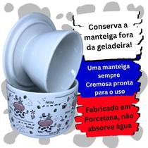 Manteigueira Francesa Decorada Vaca Porcelana mantém Cremosa - Prattos