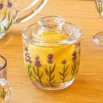 Manteigueira Francesa Flores Lavanda Em Cristal 9,4x9,8cm Manteigueira Francesa Flores Lavanda Em Cristal 9,4x9,8cm
