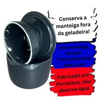 Manteigueira Francesa Porcelana Preta mantém Cremosa Gourmet