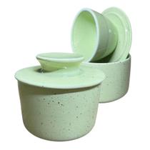 Manteigueira Francesa Porcelana Verde Mesclado mantém Cremosa Gourmet