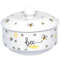 Manteigueira Porcelana 10cm bee happy honey - HAUSKRAFT