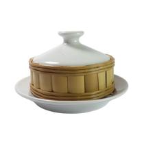 Manteigueira Porcelana com Bambu Natural Manteigueira Porcelana com Bambu Natural