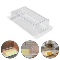 Manteigueira Resistente com Tampa Transparente Cristal e Base Branca Clean Moderno
