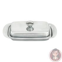 Manteigueira Retangular Em Aço Inox Com Tampa Em Casa Tem
