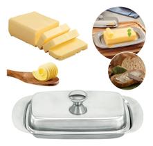 Manteigueira Retangular Em Aço Inox Multiuso Com Tampa