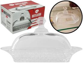 Manteigueira Retangular Vidro Transparente Porta Manteiga Com Tampa Puxador 17cm Clink