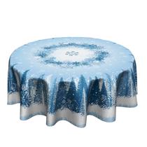 Mantel Granbey 152 cm Redondo con Copos de Nieve Azul y Blanco Invierno