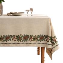 Mantel ISAENNE de lino para Navidad, 160x240 cm, beige