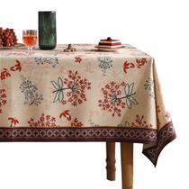 Mantel patdrea Diseño francés de lino 160x220 cm Rojo floral