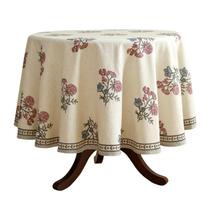 Mantel Redondo ISAENNE de Lino Beige Claro 140 cm de Diámetro