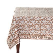 Mantel Ridhi de Algodón con Estampado a Bloque Madera Roble Marrón 150x150cm Mantel Ridhi de Algodón con Estampado a Bloque Madera Roble Marrón 150x150cm