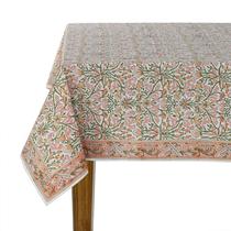 Mantel Ridhi Sassy Salmon Pink Estampado a Bloques en Algodón Mantel Ridhi Sassy Salmon Pink Estampado a Bloques en Algodón