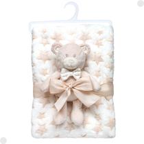 Mantinha com Ursinho Soninho Bege Para Bebês 18066 - Buba Mantinha com Ursinho Soninho Bege Para Bebês 18066 - Buba