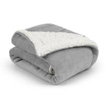 Mantinha De Berço Fleece Sherpa Para Bebê Super Qualidade Cinza