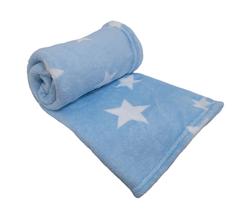 Mantinha Para Bebê Microfibra Quentinha Antialérgico Cobertor - Azul com Branco