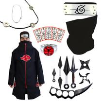 Kit Bandana Flexivel e Kunais Naruto + Anel Regulavel Itachi +